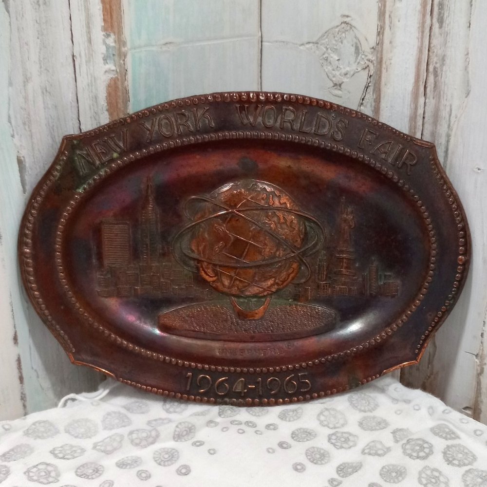1964 New York World's Fair Copper Souvenir Tray